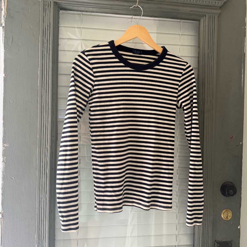 John Galt Brandy Melville Striped Long Sleeve Tee in Black & White